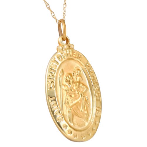 Bliss Diamond 14k Gold St. Christopher Medal Pendant 1" Tall 2.5 Grams In Yellow Gold
