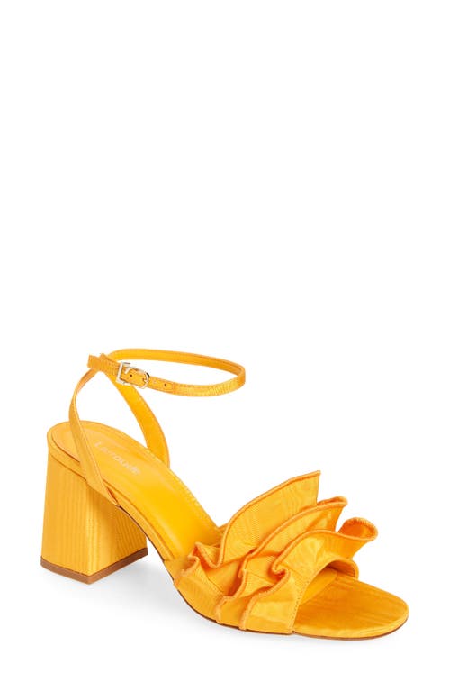 Larroudé Selena Ruffle Ankle Strap Sandal Mango at Nordstrom,