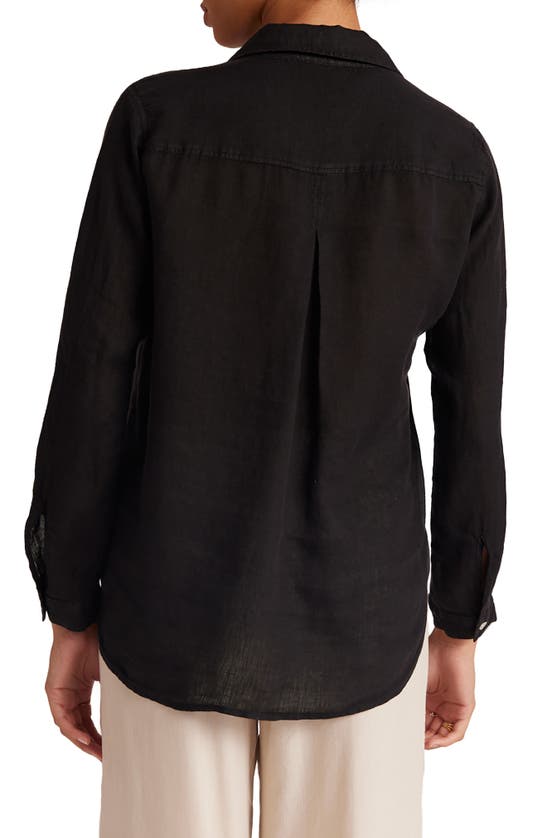 Shop Bella Dahl Garment Dyed Linen Button-up Shirt In Vintage Black