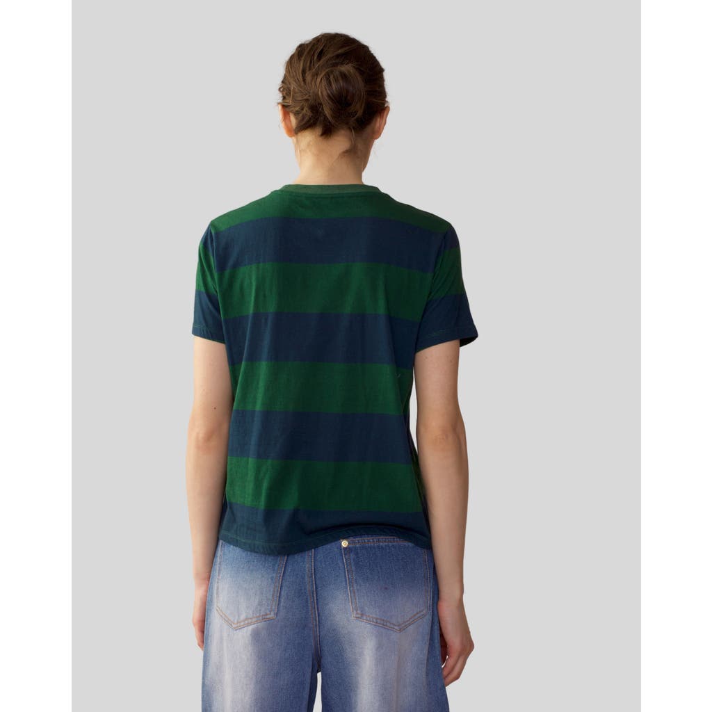 Cynthia Rowley Stripe T-shirt In Green