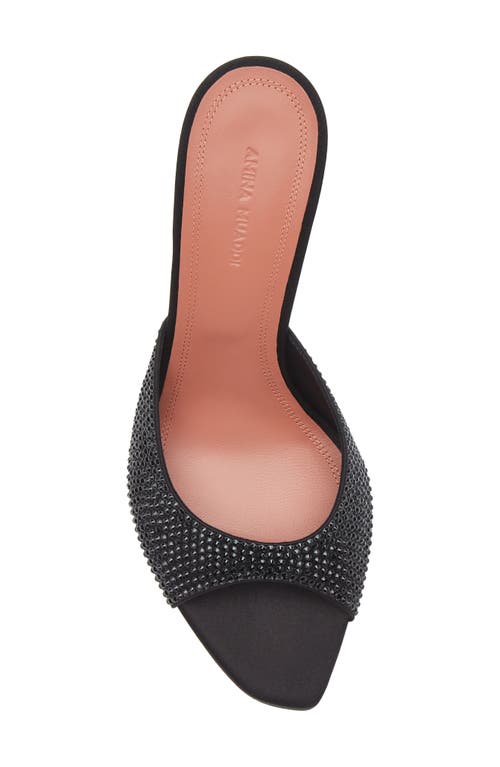 Shop Amina Muaddi Alexa Crystal Embellished Slide Sandal In Satin Black Jet Crystals