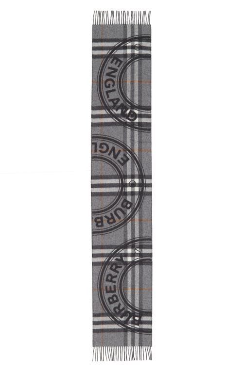 burberry Giant Check Cashmere Scarf in Mid Grey
