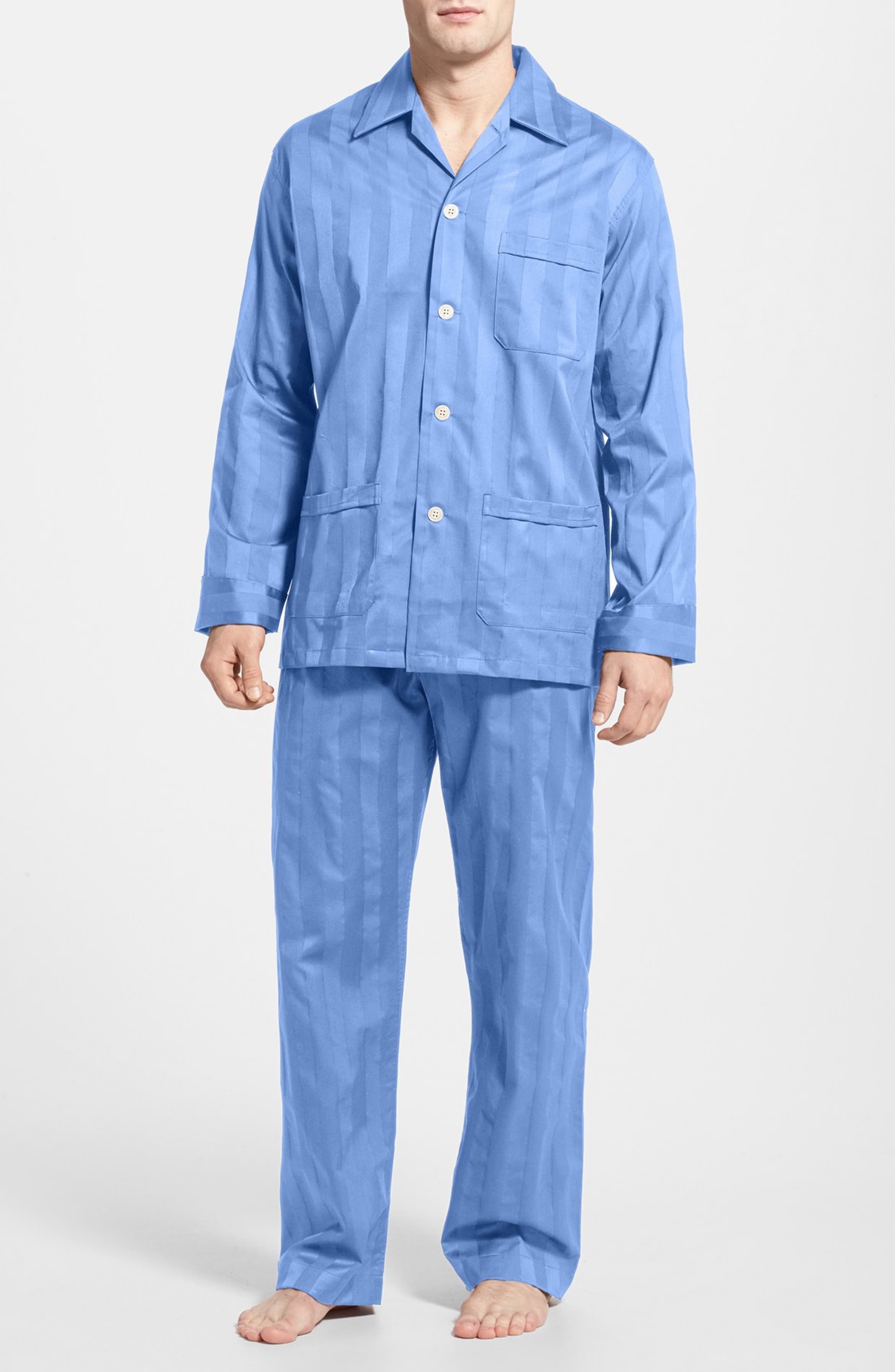 Derek Rose 'Lingfield' Cotton Stripe Pajamas | Nordstrom