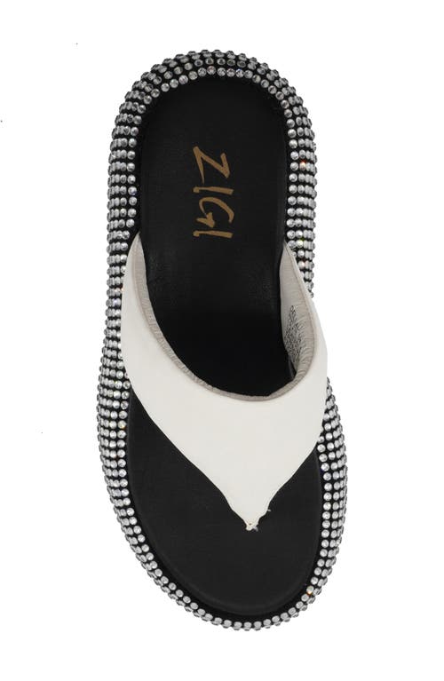 Zigi Dellah Platform Flip Flop In White Leather