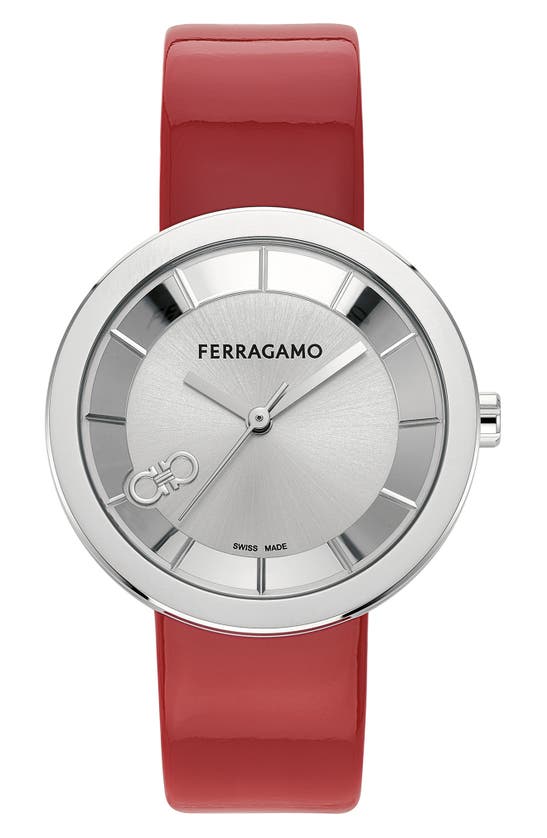 Shop Ferragamo Curve V2 Leather Strap Watch, 35mm In Stainless Steel