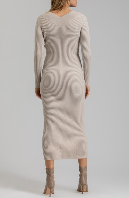 Pietro Brunelli Rib Long Sleeve Maternity Midi Sweater Dress In Light Beige