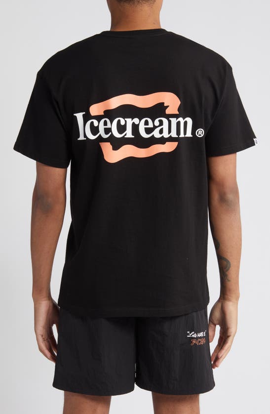 Shop Icecream Logo Cotton Graphic T-shirt In Black