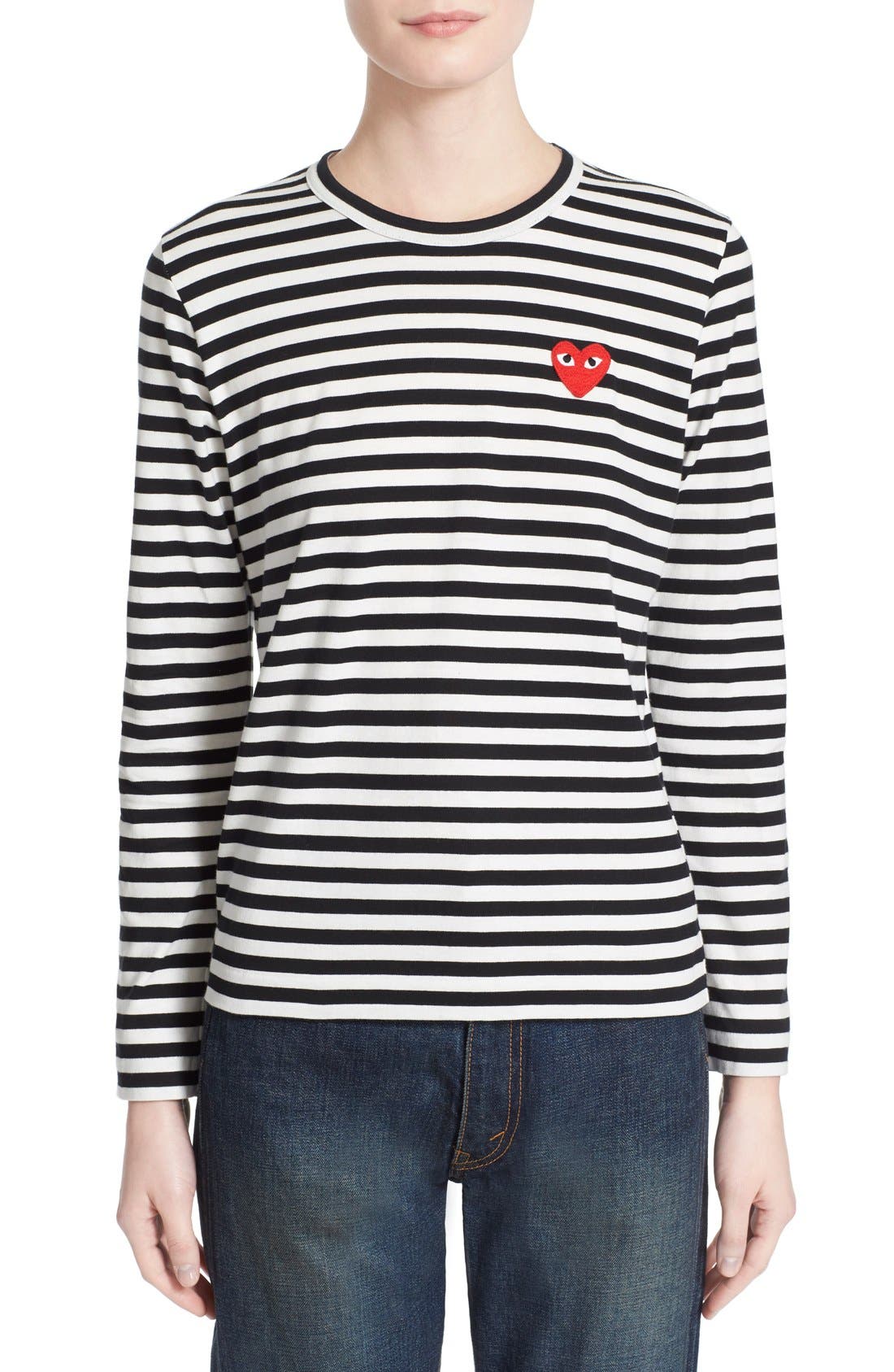 Comme des Garçons 'Play' Stripe Cotton Tee Nordstrom