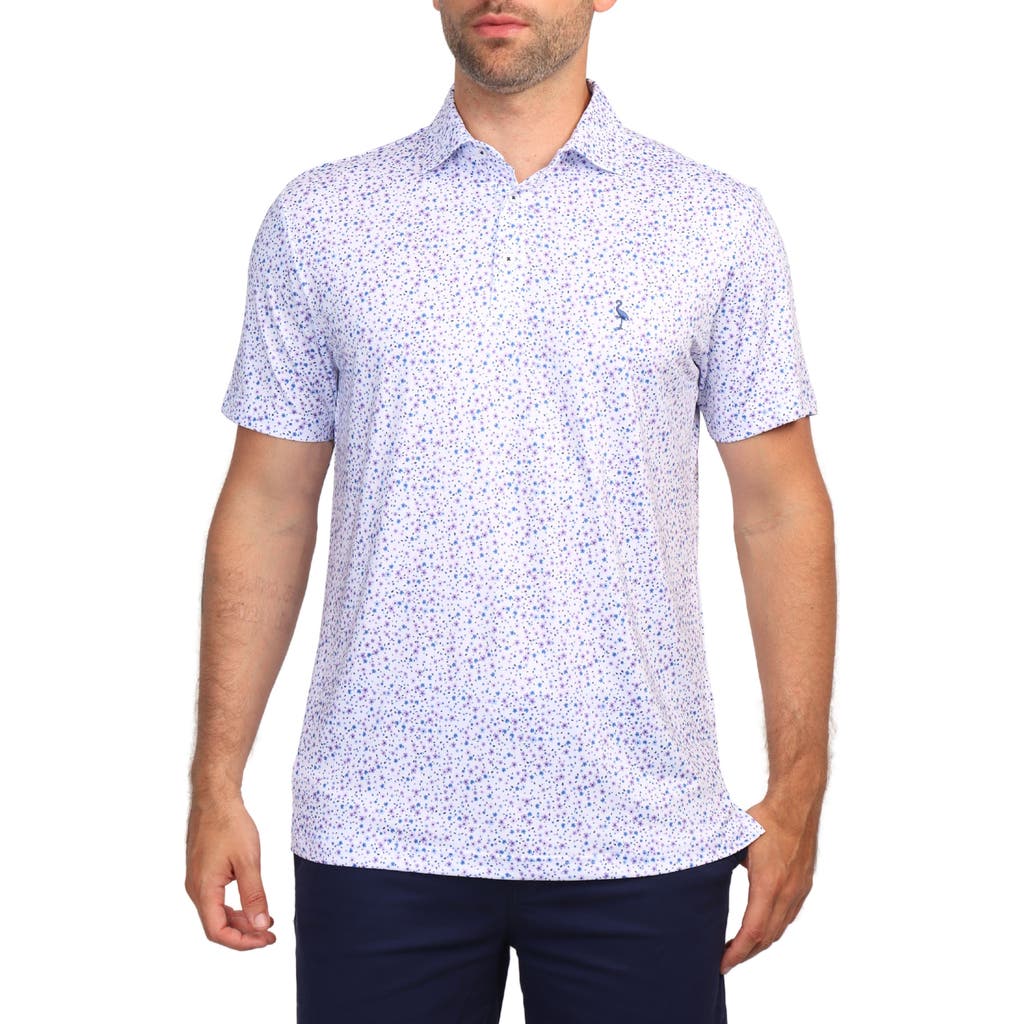 Tailorbyrd Ditzy Floral Print Performance Polo In Lilac