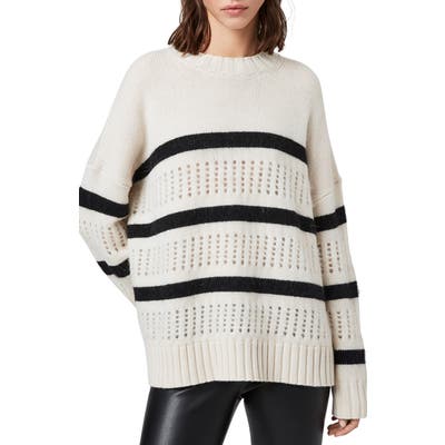 Allsaints Siddons Stripe Wool Blend Sweater, Black