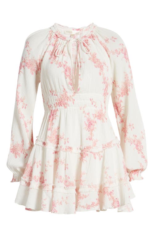 Shop Loveshackfancy Mellini Floral Long Sleeve Minidress In Passion Pink