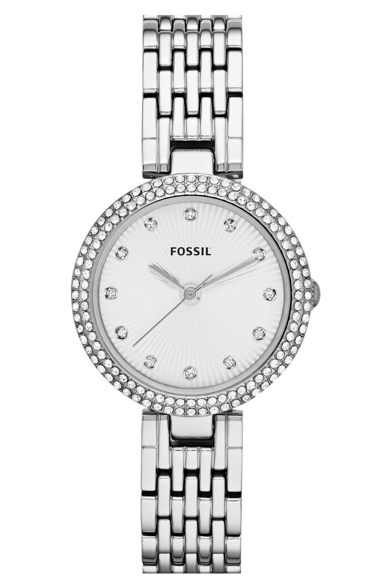 Fossil 'Olive' Crystal Bracelet Watch, 28mm | Nordstrom