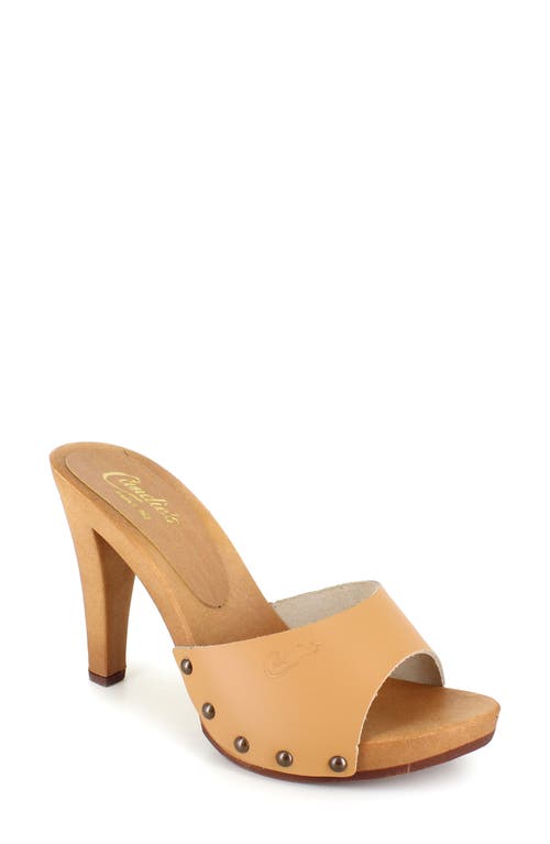 Antonella Slide Sandal in Tan Leather