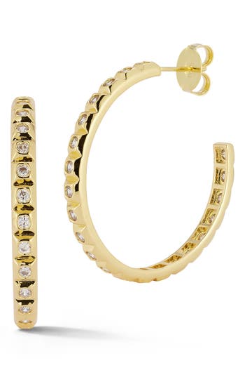 Chloe & Madison Chloe And Madison Articulated Cz Hoop Earrings In Gold