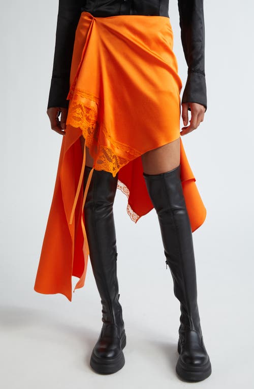 Lace Trim Deconstructed Midi Skirt in Orange