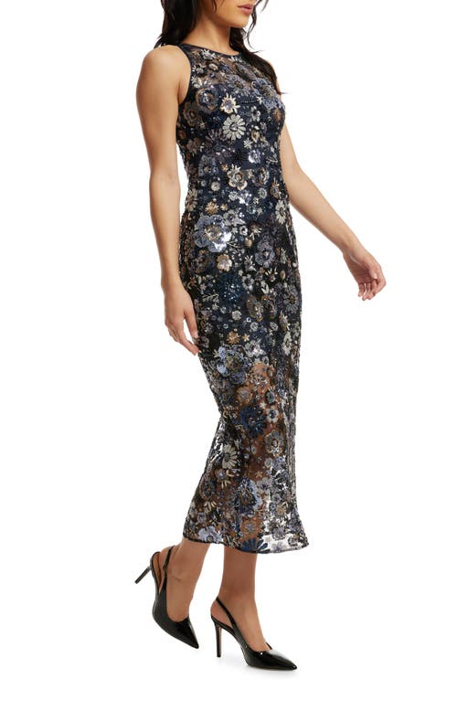 DRESS THE POPULATION DRESS THE POPULATION HELENA SEQUIN FLORAL COCKTAIL DRESS