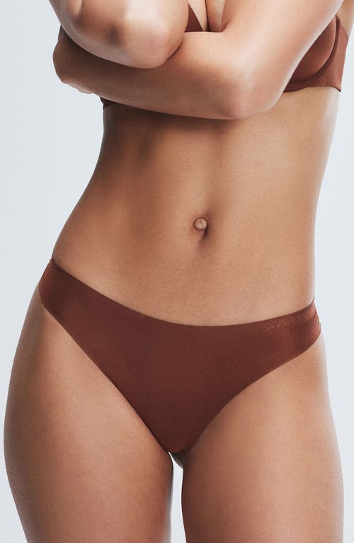 Shop Savage X Fenty Microfiber No-show Thong In Brown Sugar Nude