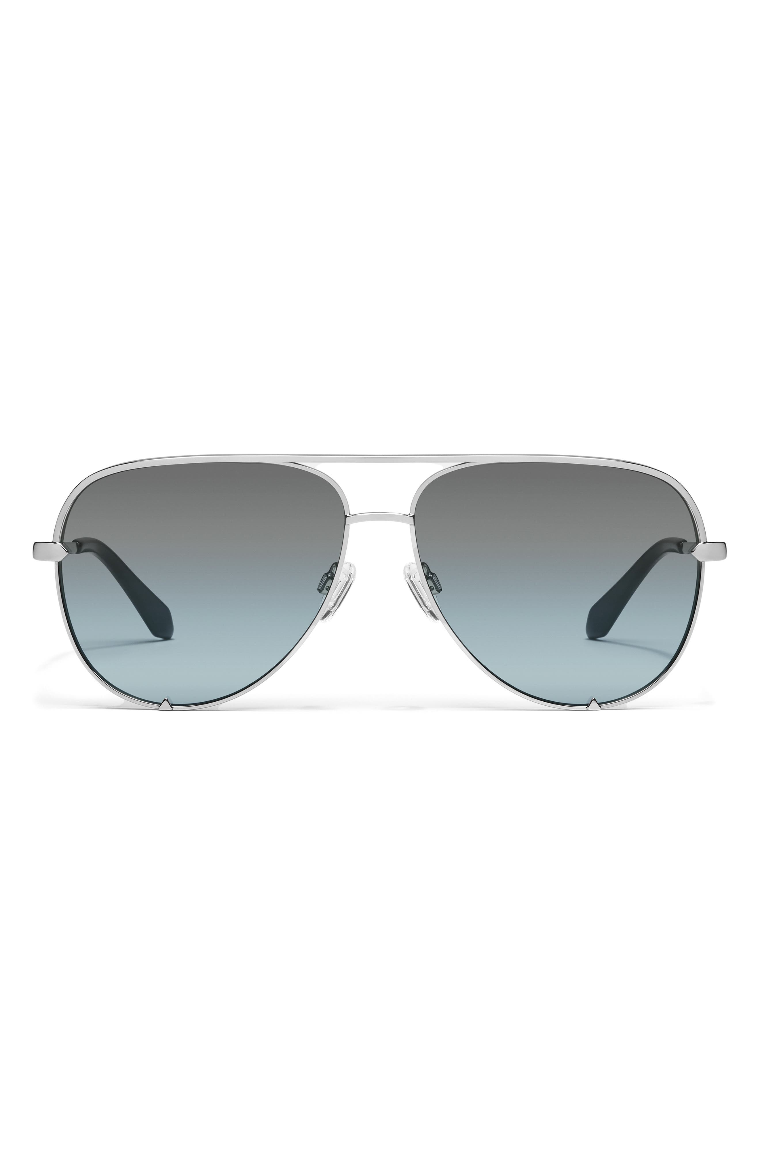 QUAY High Key 55mm Gradient Aviator Sunglasses in Silver/Grey Light Turquoise Cover