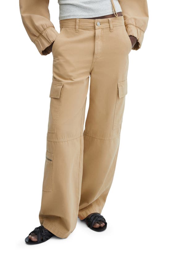 Shop Mango Cargo Cotton Pants In Medium Brown