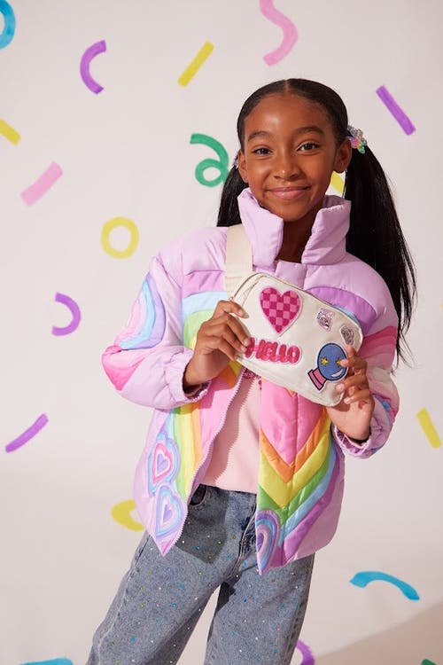 Lola + The Boys Rainbow Heart Puffer In Multicolor