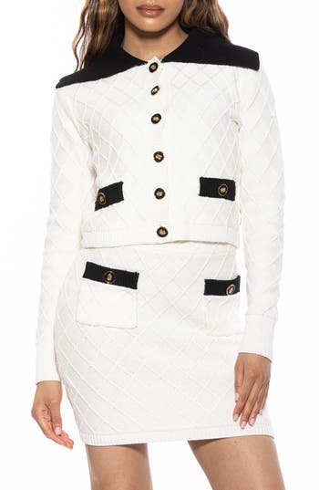 Alexia Admor Pattern Cardigan In Ivory