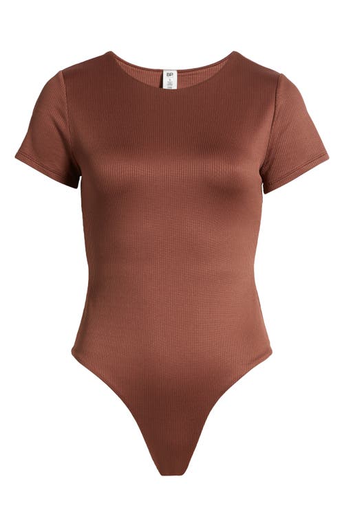 Shop Bp. Butter Short Sleeve Rib Bodysuit In Brown Topaz