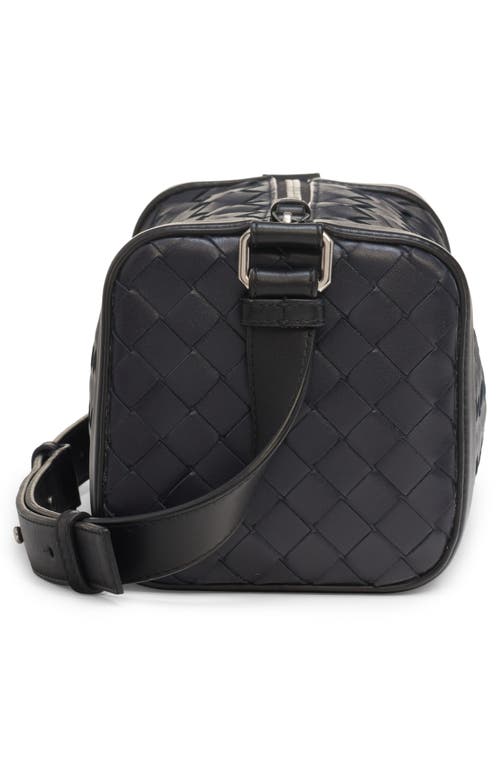 Shop Bottega Veneta Classic Intrecciato Rectangular Crossbody Bag In Space/black-silver