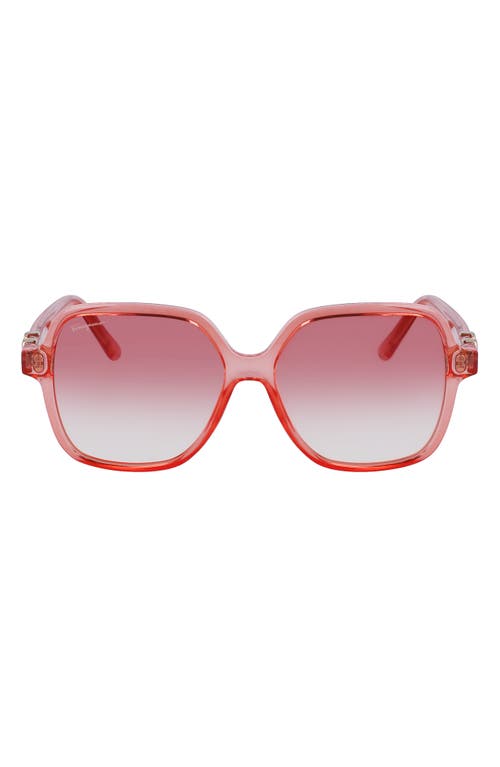 FERRAGAMO 57mm Gradient Rectangular Sunglasses in Transparent Coral at Nordstrom