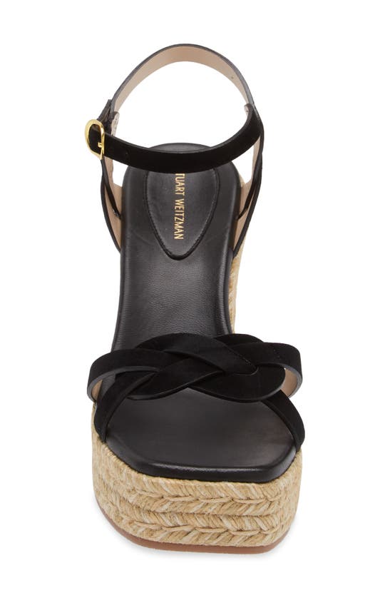 Stuart Weitzman Braided Platform Espadrille Wedge Sandal In Black