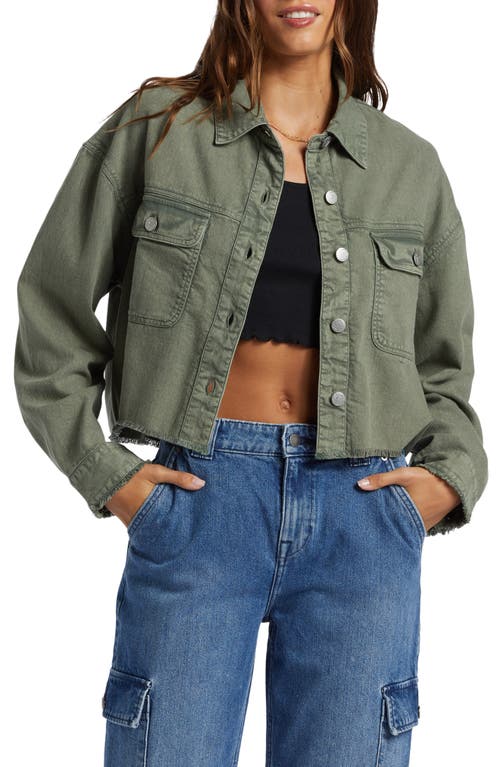 Roxy Sunset Sands Cutoff Shacket Agave Green at Nordstrom,