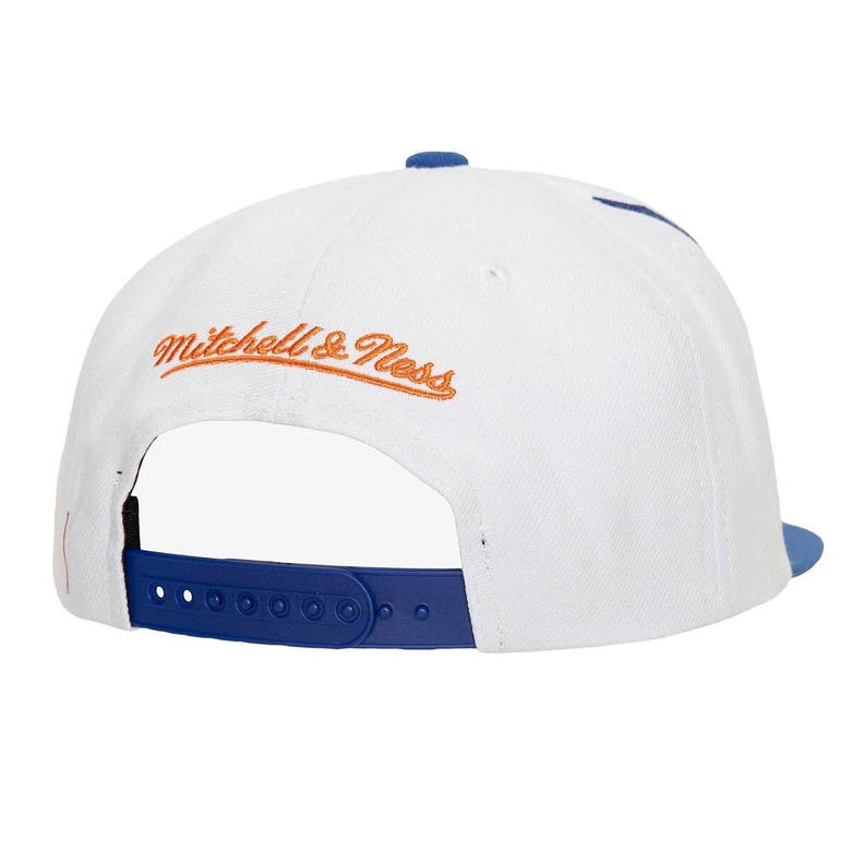 Shop Mitchell & Ness White/blue New York Knicks Waverunner Snapback Hat