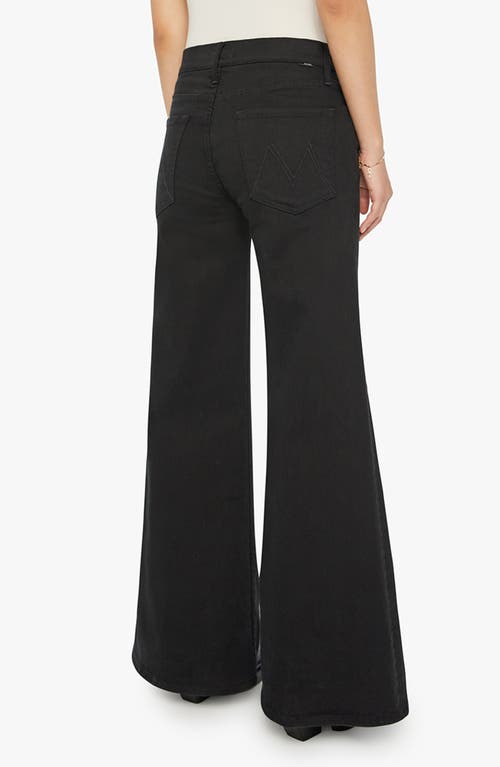 Shop Mother Lil' Twister Sneak High Waist Flared Wide Leg Jeans In Pitch