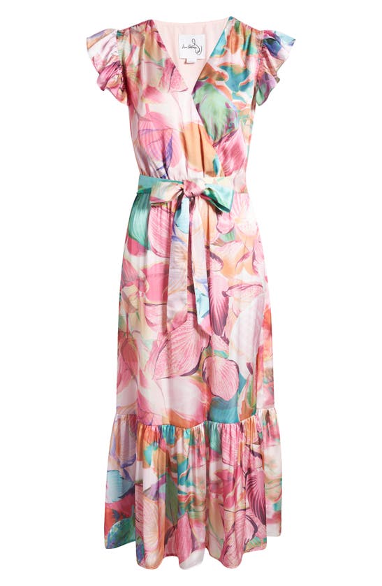 Shop Sam Edelman Colorburst Leaf Print Faux Wrap Dress In Pink Multi