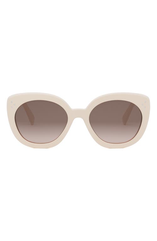 Celine Bold 3 Dots 56mm Butterfly Sunglasses In Ivory/gradient Brown