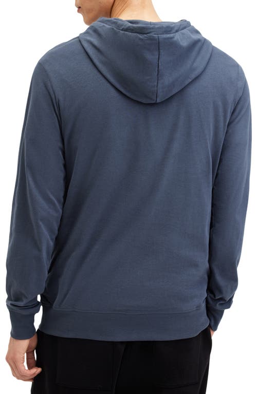 Shop Allsaints Brace Brushed Cotton Hoodie In Smith Blue