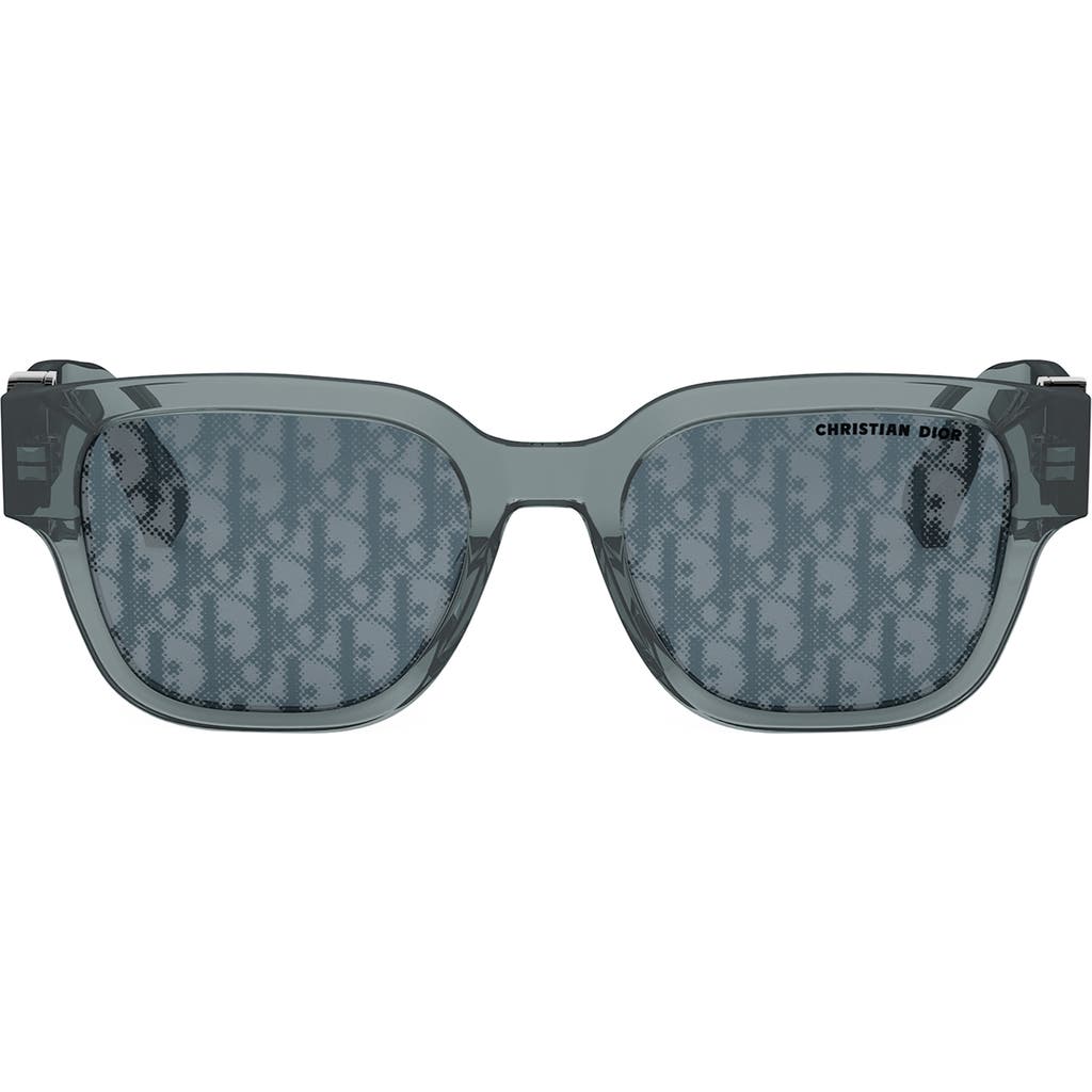 DIOR Oblique S1F 53mm Square Sunglasses in Shiny Blue /Blu Mirror
