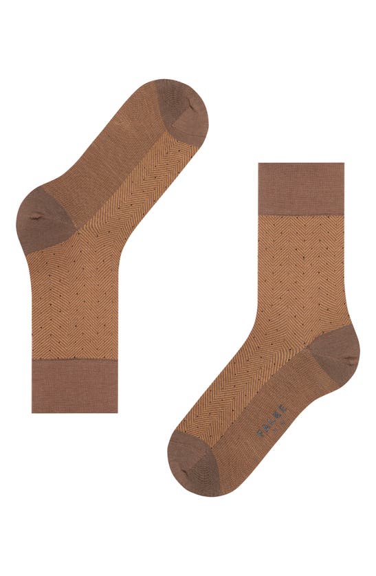 Falke Sensitive Herringbone Wool Blend Socks In Hazel