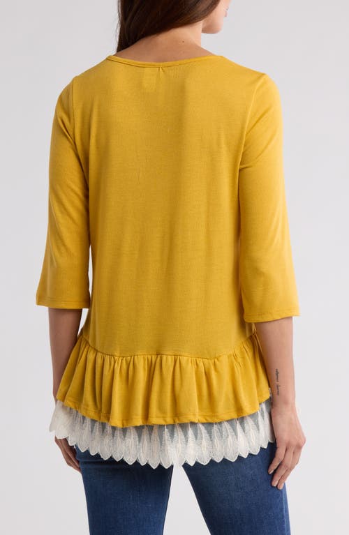 FORGOTTEN GRACE FORGOTTEN GRACE LACE TRIM LONG SLEEVE PEPLUM TOP