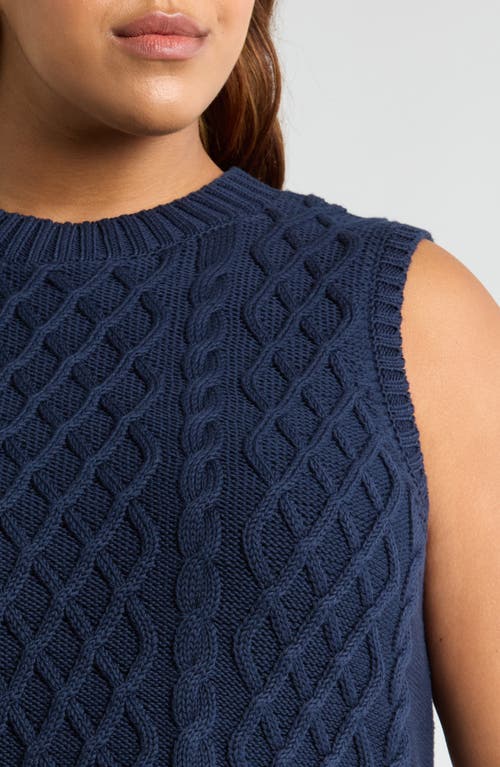 Shop Caslonr Caslon(r) Cable Stitch Sweater Vest In Navy Blazer