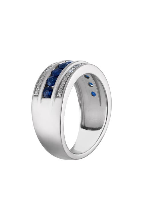Fzn Sterling Silver Sapphire & Diamond Band Ring In Sapphire