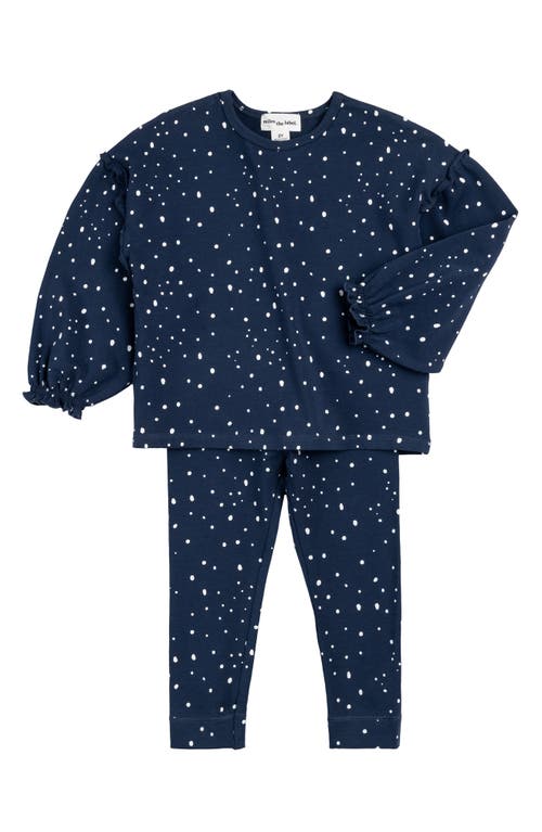 Shop Miles The Label Snow Print Jersey Sweatshirt & Leggings Set In Navy