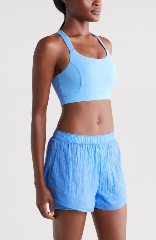 Shop Zella Studio Luxe Lite Court Sports Bra In Blue Lapis