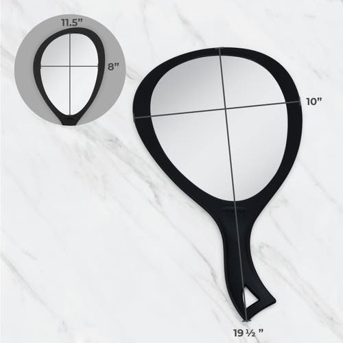 Zadro Xl Teardrop Handheld Mirror With Handle In Black