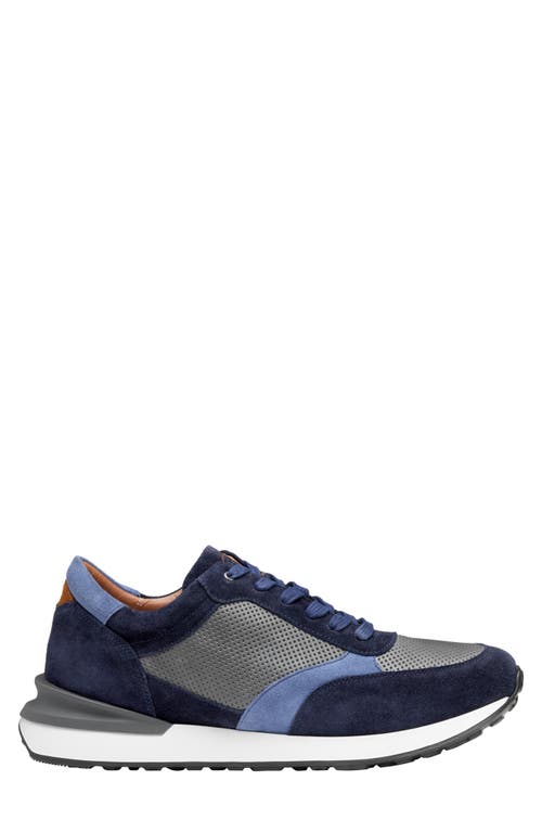 Shop Johnston & Murphy Collection Briggs Perfed Lace-up Sneaker In Navy/gray/blue Italian Suede