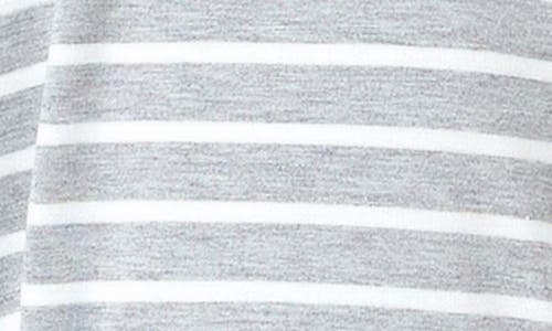 English Factory Stripe Puff Sleeve Knit Top In Heather Grey/white