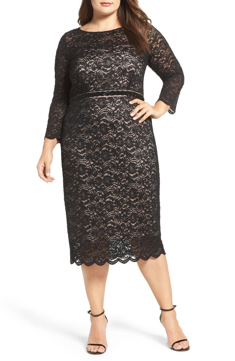 Alex Evenings Embellished Waist Sheath Dress (Plus Size) | Nordstrom