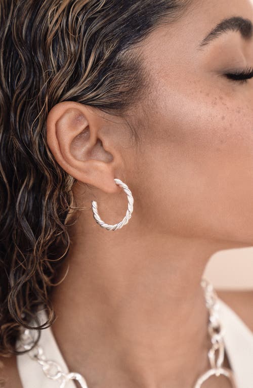 Ettika Silver Plated Spun Strands Hoop Earrings In Silver