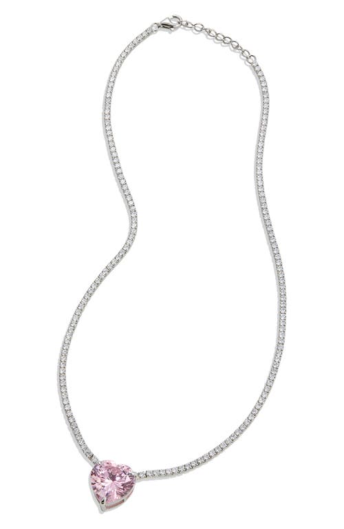 SAVVY CIE JEWELS Sterling Silver & Lab Sapphire Tennis Necklace in at Nordstrom