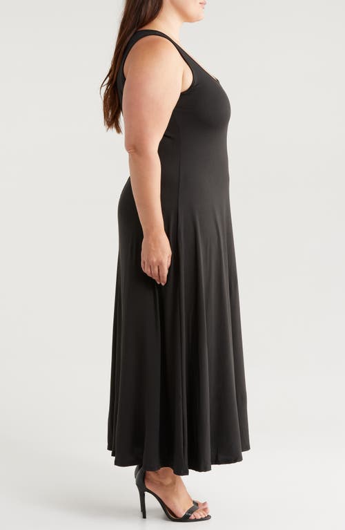 24seven Comfort Apparel Stretch A-line Tank Dress In Black