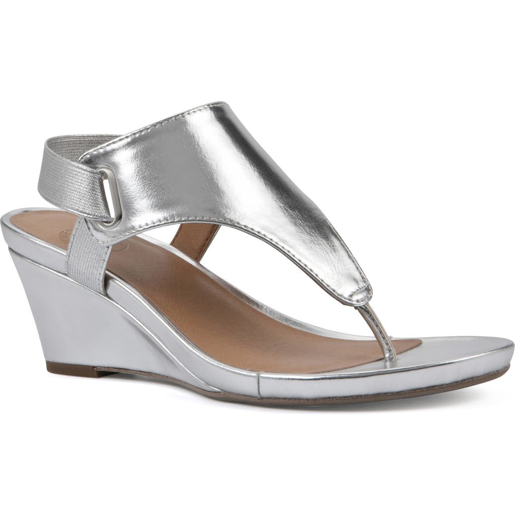 White Mountain Footwear All Dres Wedge Sandal In Silver/smooth